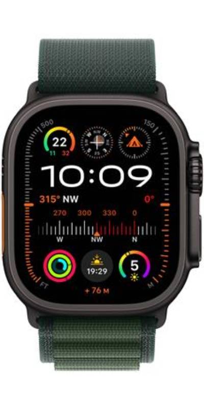 Apple Watch Ultra 2 GPS + Cellular 49mm Titanium Black S/M Alpine Loop Dark Green - Premium