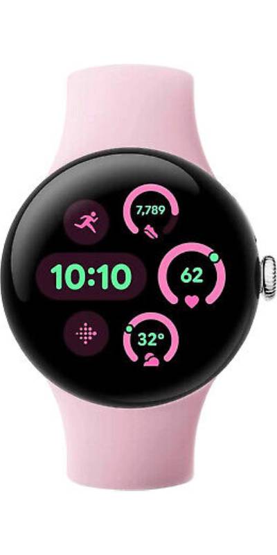 Google Pixel Watch 3 GPS + LTE 41mm Aluminium Polished Silver S Active Band Rose Quartz - Premium