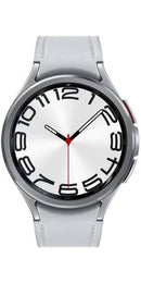 Samsung Galaxy Watch6 Classic Bluetooth 47mm Stainless Steel Silver Hybrid Eco-Leather Band M/L Silver - Premium